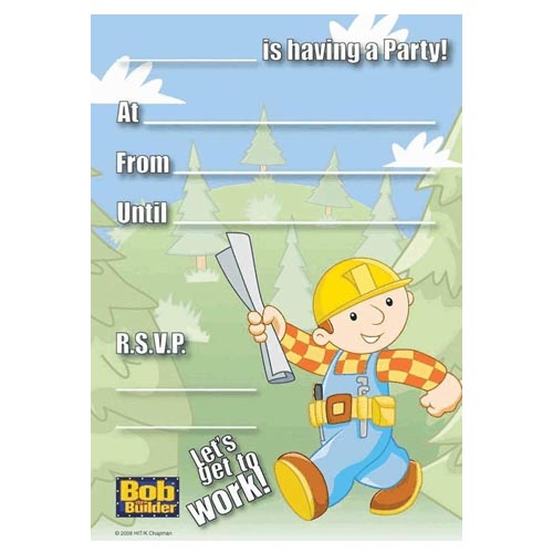 Bob The Builder Party Invitations Bob The Builder Party Invitations